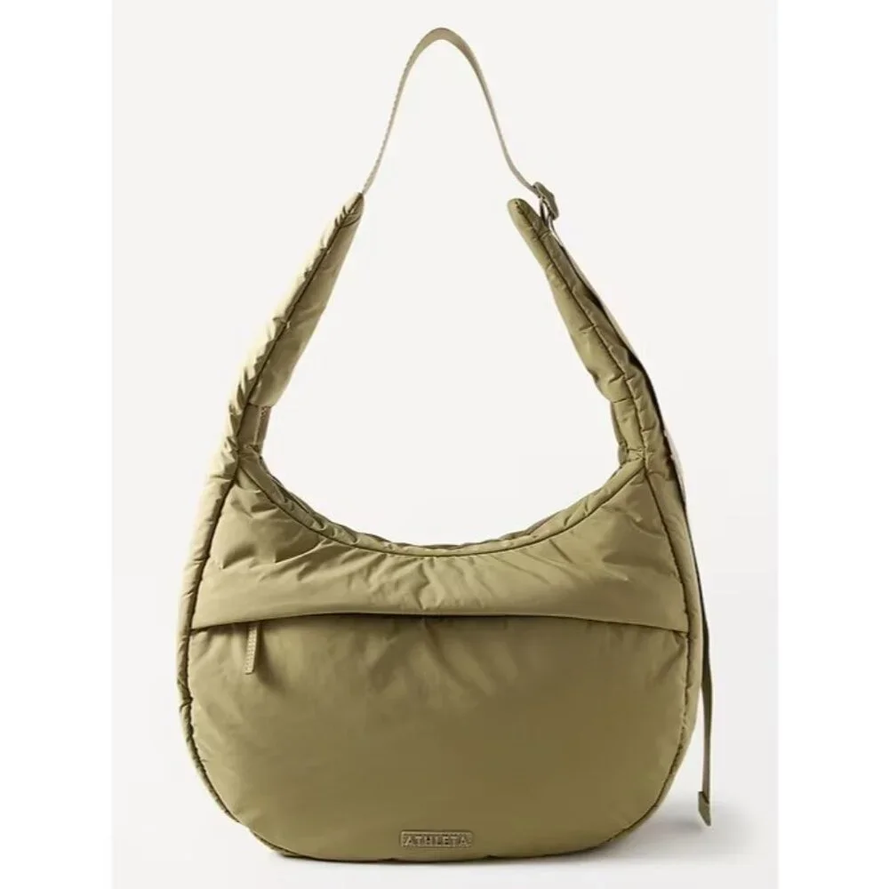 Athleta Olive Green Quilted Hobo Bag NWT